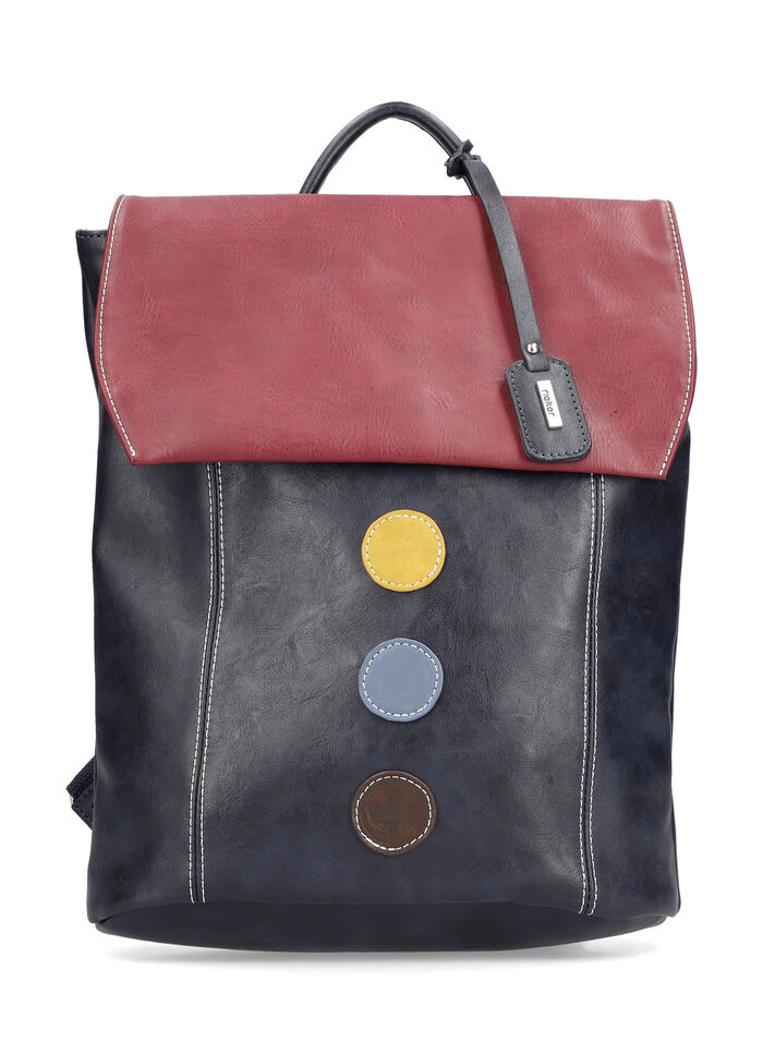 Rieker, rugzak, dames, met kleurrijke applicaties MARINEBLAUW-BORDEAUXROOD